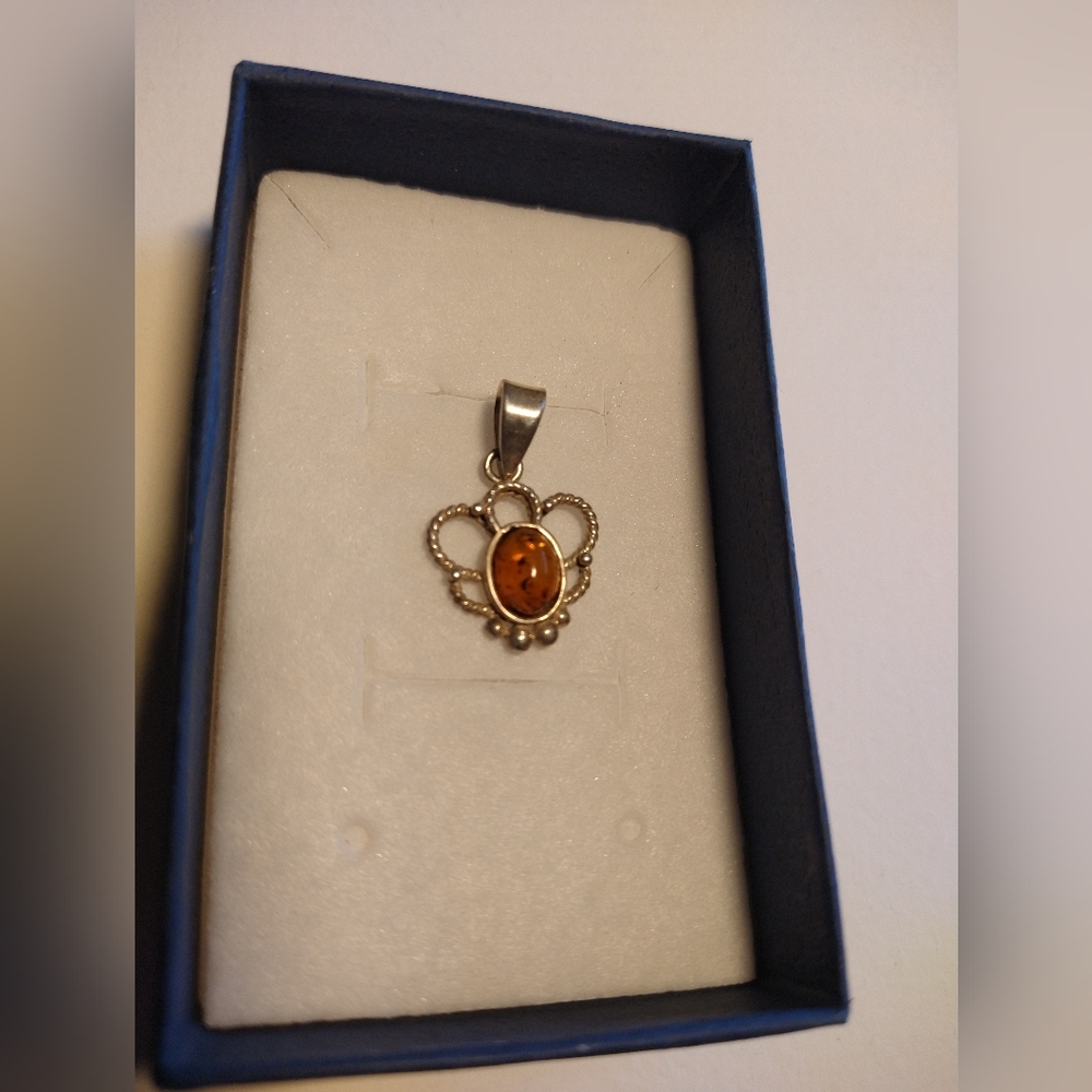 VTG' Baltic Amber .925 Sterling Silver Amber Pendant